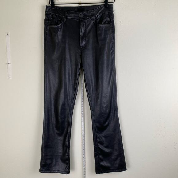 Mother The Insider Ankle Size 27 Wax On Wax Off Black Faux Leather Pants Jeans - Picture 8 of 16